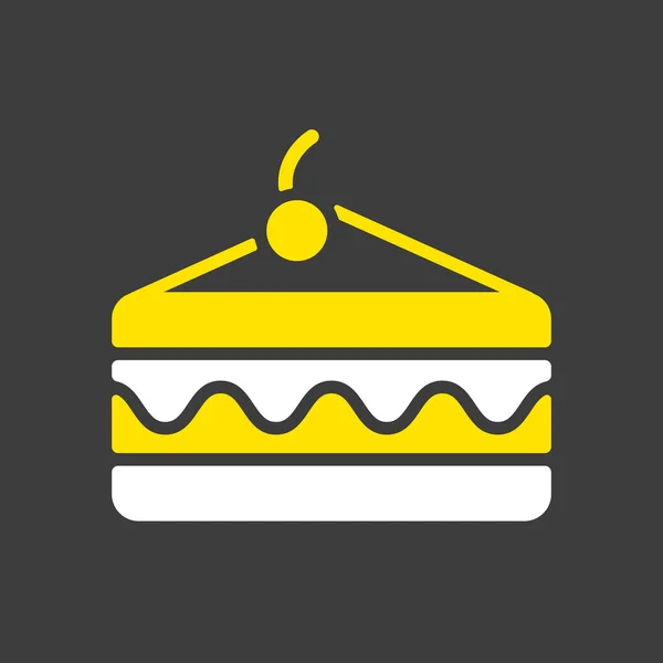 Кусок Векторного Иконки Торта Темном Фоне Знак Фаст Фуда Графический — стоковый вектор