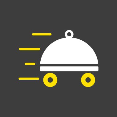 Bulaşık vektörü sembollü yemek teslimatı. Teslimat tabelası. Yemek pişirme web sitesi ve uygulama tasarımı, logo, uygulama, UI için grafik sembolü