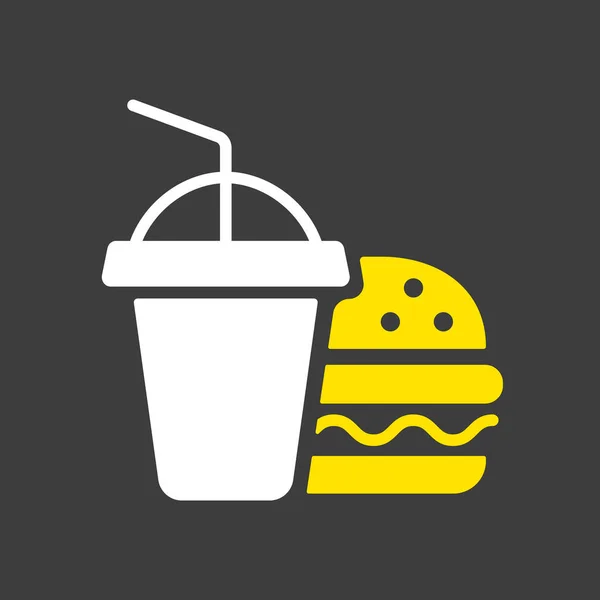 Burger Con Icona Glyph Vettoriale Soft Drink Segnale Consegna Simbolo — Vettoriale Stock