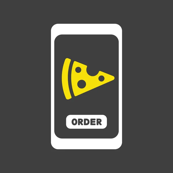 Fast Food Delivery Service Vector Glyph Pictogram Pizza Plakbord Mobiele — Stockvector