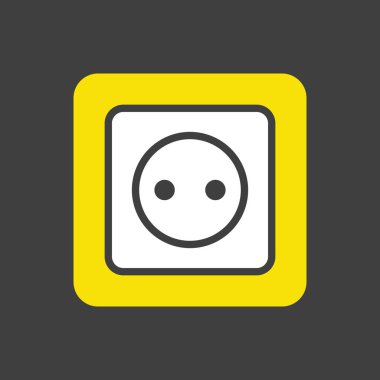 Karanlık arka planda elektrik çıkış vektörü düz kabartma simgesi. İnşaat, onarım ve inşaat. Web sitenizin tasarımı için grafik sembolü, logo, uygulama, UI