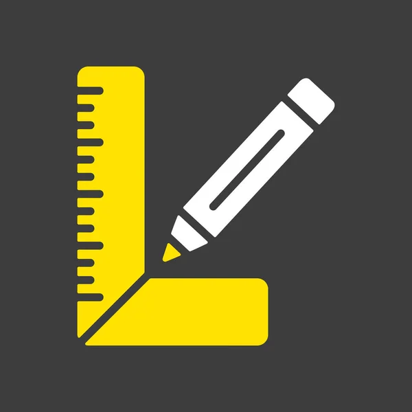 暗い背景にカーペンター四角形と鉛筆ベクトルのグリフアイコン ウェブサイトのデザイン アプリ Uiのグラフシンボル — ストックベクタ