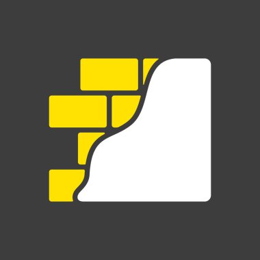 Alçılı tuğla duvar ya da koyu arkaplanlı alçı kabartma simgesi. Yapım, onarım ve bitirme çalışmaları, vektör tasarımı ve illüstrasyon