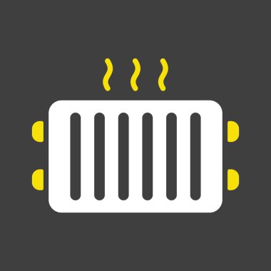 Radyatör, arka planda ısıtıcı vektör düz sembol. İnşaat, onarım ve inşaat. Web sitenizin tasarımı için grafik sembolü, logo, uygulama, UI