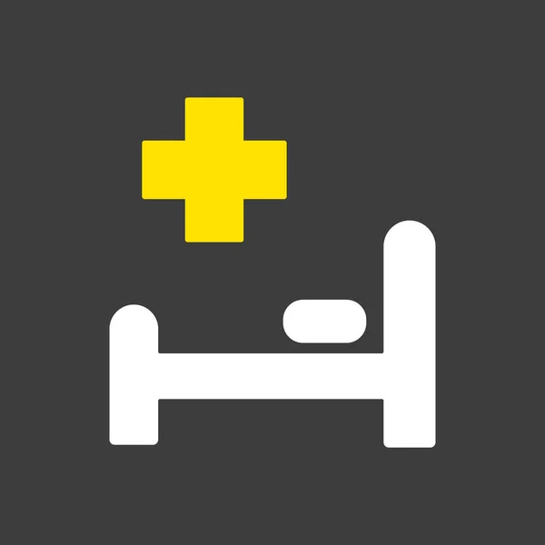Κρεβάτι Νοσοκομείου Και Διαγώνια Διανυσματική Ιερογλυφική Εικόνα Σκούρο Φόντο Ιατρική — Διανυσματικό Αρχείο