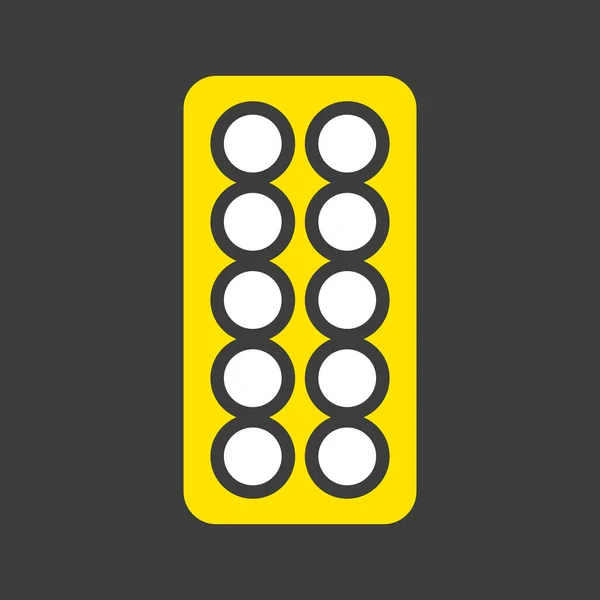 Pills 스트립 아이콘어두운 배경에 표지판 사이트 디자인 그래프 — 스톡 벡터