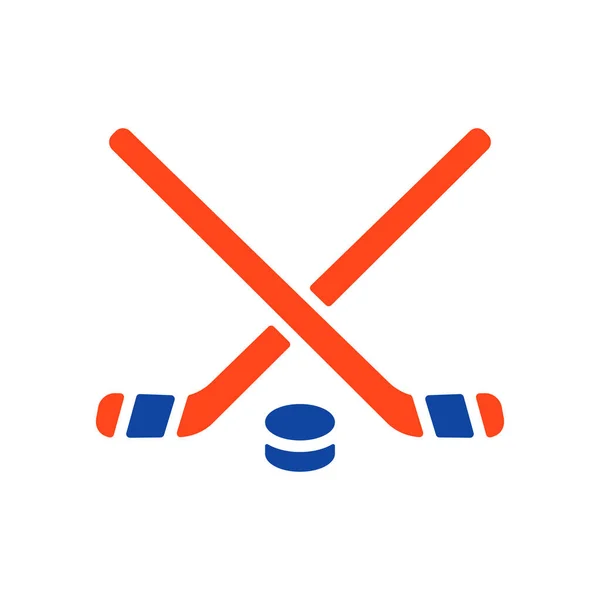 Хоккейные Клюшки Иконка Вектора Шайбы Зимний Знак Графический Символ Веб — стоковый вектор
