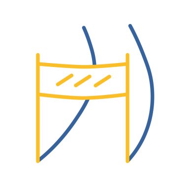 Kayak eğiminin bitiş çizgisi izole edilmiş vektör simgesi. Kış işareti. Seyahat ve turizm web sitesi ve uygulama tasarımı, logo, uygulama, UI için grafik sembolü