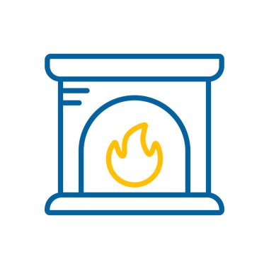 Şömine vektörü ikonu izole edildi. Kış işareti. Seyahat ve turizm web sitesi ve uygulama tasarımı, logo, uygulama, UI için grafik sembolü