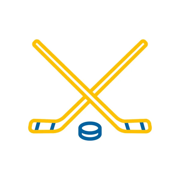 Хоккейные Клюшки Вектор Шайбы Изолированная Иконка Зимний Знак Графический Символ — стоковый вектор