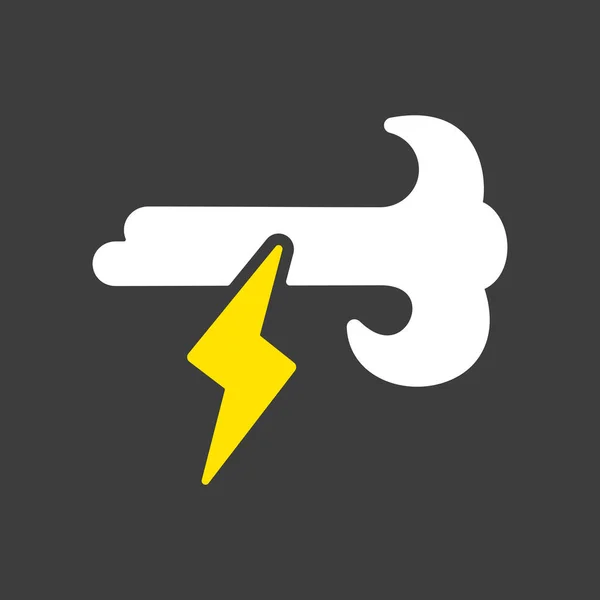 Windblitz Vektorglyphen Symbol Auf Dunklem Hintergrund Meteorologisches Zeichen Grafiksymbol Für — Stockvektor