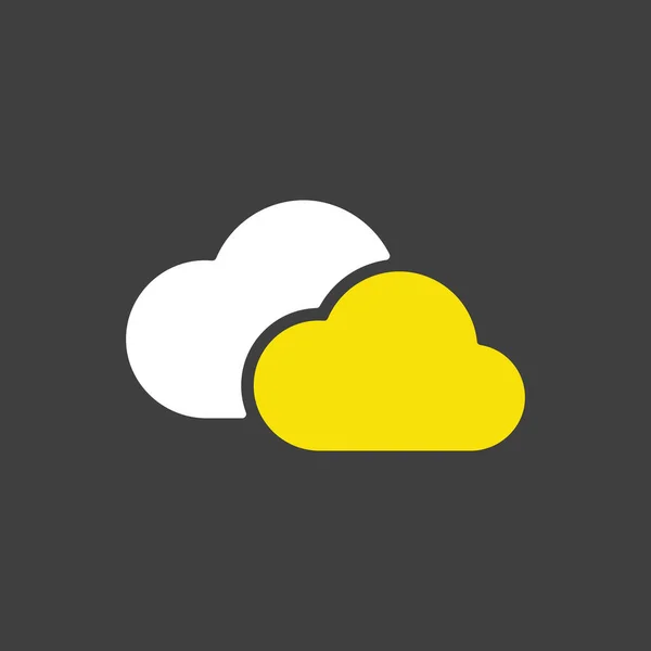 Zwei Wolken Vektor Glyphen Symbol Auf Dunklem Hintergrund Meteorologisches Zeichen — Stockvektor