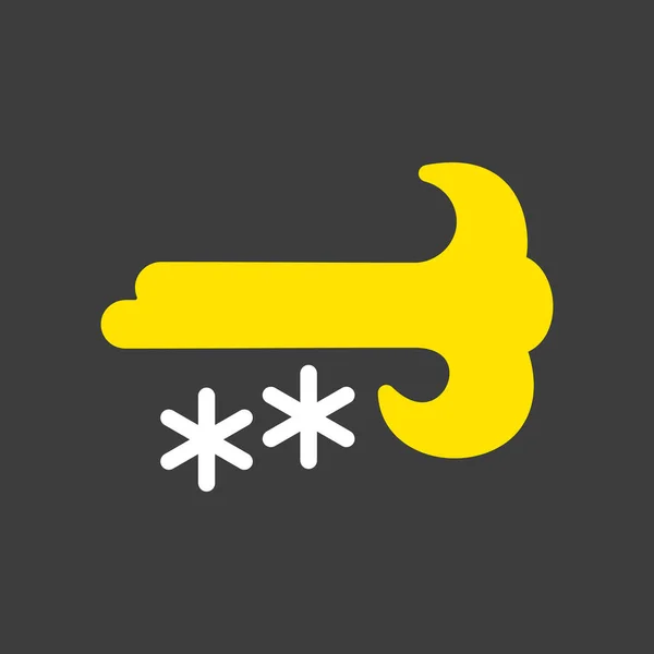 Viento Nieve Tormenta Nieve Vector Glifo Icono Sobre Fondo Oscuro — Archivo Imágenes Vectoriales