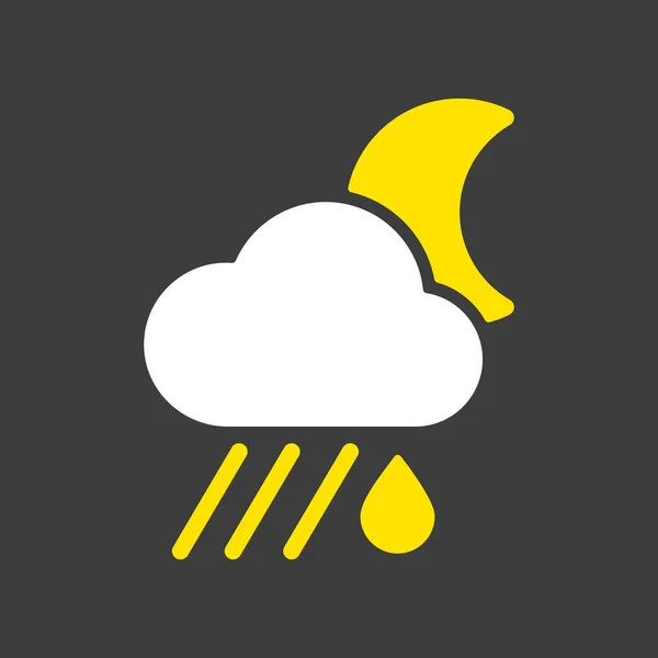 Regenlaut Mit Regentropfen Mond Glyphen Symbol Auf Dunklem Hintergrund Meteorologisches — Stockvektor