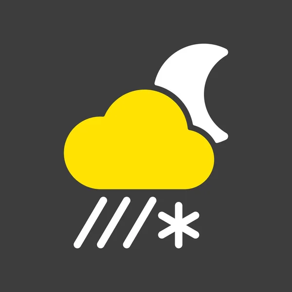 Regenwolke Mit Schneemondglyphen Symbol Auf Dunklem Hintergrund Meteorologisches Zeichen Grafiksymbol — Stockvektor
