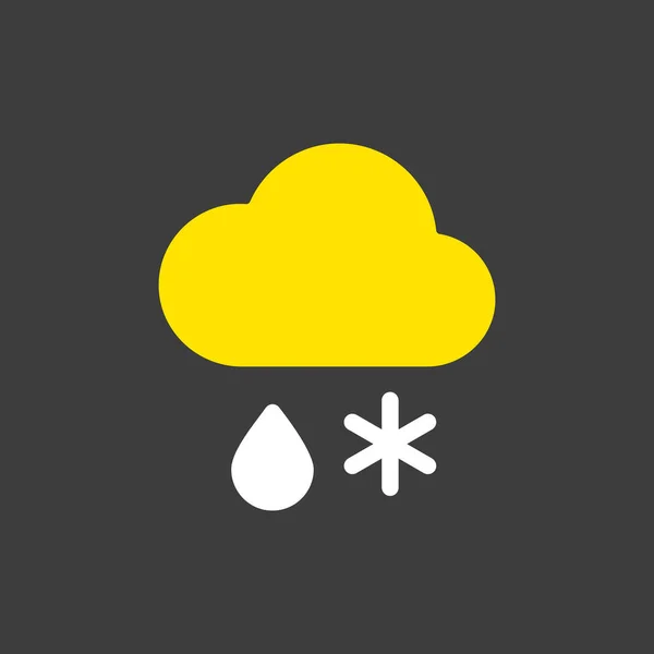 Wolke Mit Schnee Und Regenvektorglyphen Symbol Auf Dunklem Hintergrund Meteorologisches — Stockvektor
