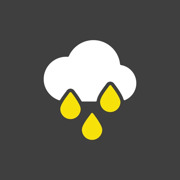 Regen Luid Met Regendruppels Vector Glyph Pictogram Donkere Achtergrond Meteorologisch — Stockvector