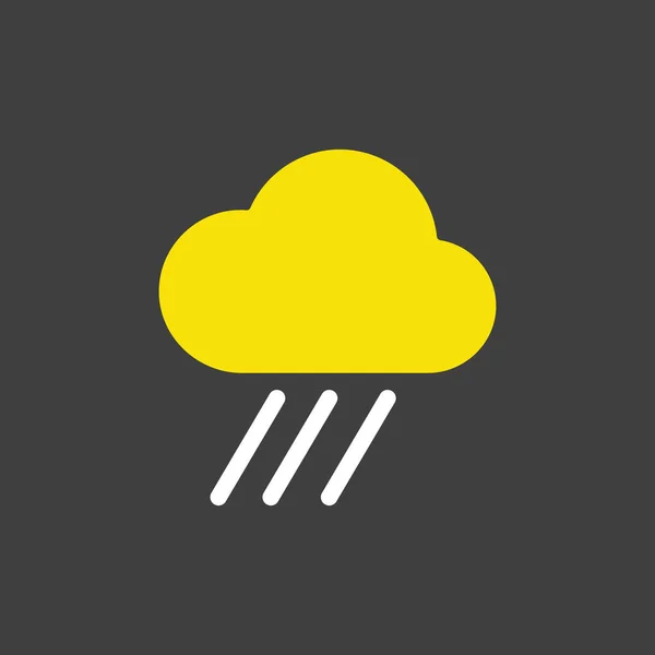 Icono Glifo Vectorial Nubes Lluvia Sobre Fondo Oscuro Signo Meteorología — Vector de stock