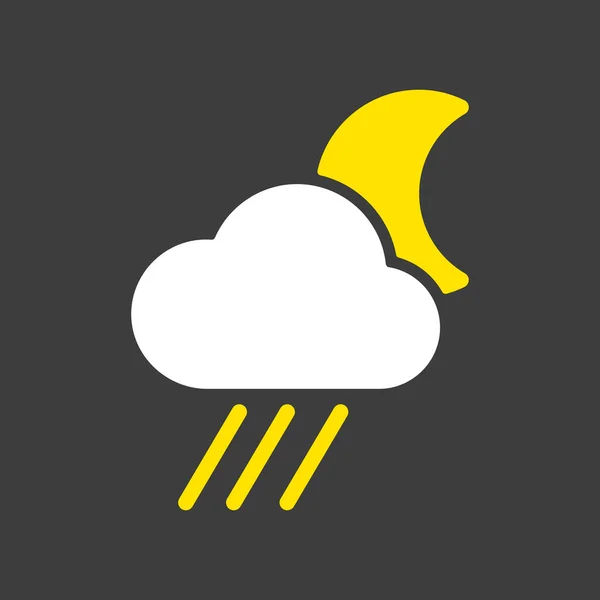 Regenlaut Mit Mond Glyphen Symbol Auf Dunklem Hintergrund Meteorologisches Zeichen — Stockvektor