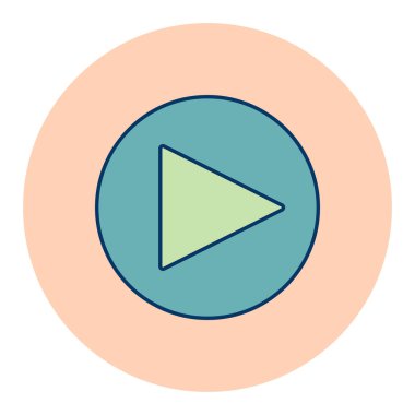 Renkli vektör düz simgesini oynat. Müzik ve ses web sitesi için grafik sembolü ve uygulama tasarımı, logo, uygulama, UI