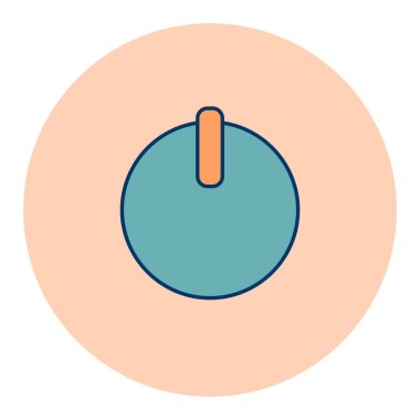 Güç düğmesi renk vektörü düz simgesi. Müzik ve ses web sitesi için grafik sembolü ve uygulama tasarımı, logo, uygulama, UI