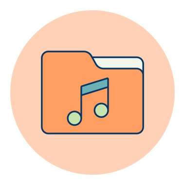 Müzik notası renk vektörü simgesine sahip dosya dizini. Müzik işareti. Müzik ve ses web sitesi için grafik sembolü ve uygulama tasarımı, logo, uygulama, UI