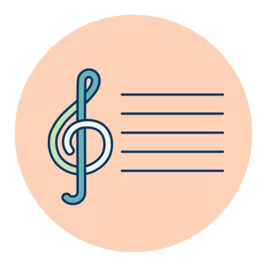 Üçlü anahtar renk vektör simgesi. Müzik işareti. Müzik ve ses web sitesi için grafik sembolü ve uygulama tasarımı, logo, uygulama, UI