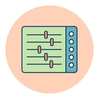 Konsol renk vektörü düz simgesi karıştırılıyor. Müzik ve ses web sitesi için grafik sembolü ve uygulama tasarımı, logo, uygulama, UI