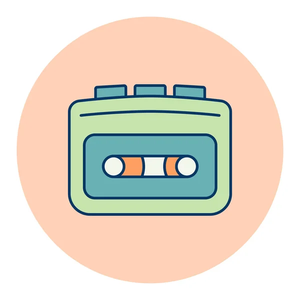 Cassette Jugador Vector Icono Plano Signo Musical Símbolo Gráfico Para — Vector de stock