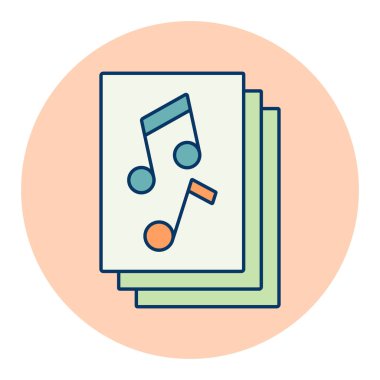 Müzik notaları olan müzik kitabı renk vektörü simgesi. Müzik ve ses web sitesi için grafik sembolü ve uygulama tasarımı, logo, uygulama, UI