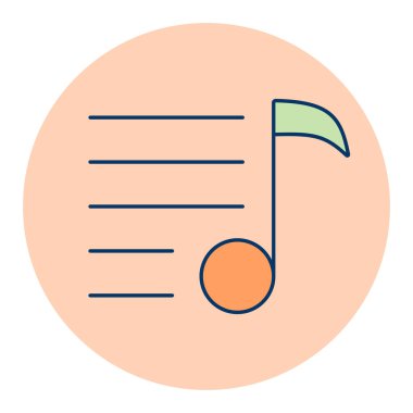 Müzik listesi renk vektörü simgesi. Müzikal not ve liste. Müzik ve ses web sitesi için grafik sembolü ve uygulama tasarımı, logo, uygulama, UI