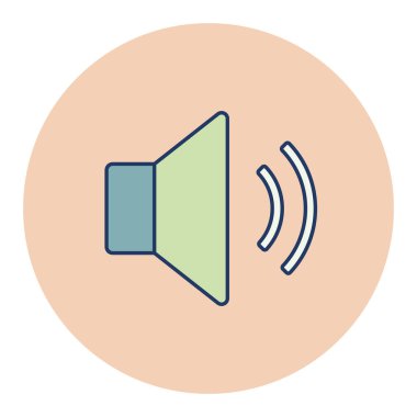 Orta ses müzik renk vektörü düz simge. Müzik ve ses web sitesi için grafik sembolü ve uygulama tasarımı, logo, uygulama, UI