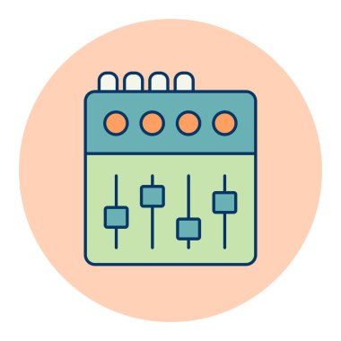 Konsol renk vektörü düz simgesi karıştırılıyor. Müzik ve ses web sitesi için grafik sembolü ve uygulama tasarımı, logo, uygulama, UI