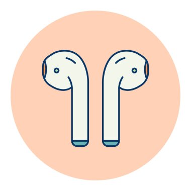 Kablosuz kulaklıklar renk vektör simgesi. Müzik işareti. Müzik ve ses web sitesi için grafik sembolü ve uygulama tasarımı, logo, uygulama, UI