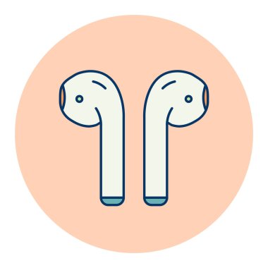 Kablosuz kulaklıklar renk vektör simgesi. Müzik işareti. Müzik ve ses web sitesi için grafik sembolü ve uygulama tasarımı, logo, uygulama, UI