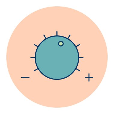 Cilt düğmesi renk vektörü düz simgesi. Müzik işareti. Müzik ve ses web sitesi için grafik sembolü ve uygulama tasarımı, logo, uygulama, UI