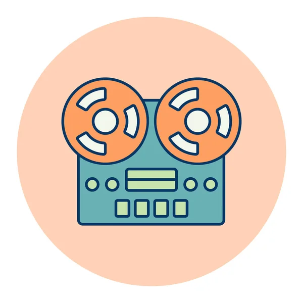 怀旧老式的Bobbin录音机设备彩色矢量图标 音乐和声音网站及应用程序设计 用户界面的图形符号 — 图库矢量图片