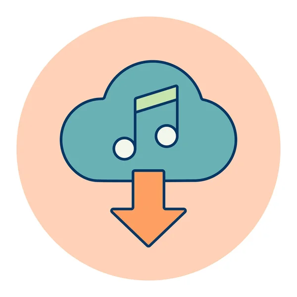 Cloud Télécharger Icône Musique Icône Vectorielle Couleur Panneau Musical Symbole — Image vectorielle