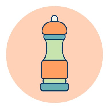 Biber değirmeni baharat öğütücü vektör renk ikonu. Mutfak aletleri. Yemek pişirme web sitesi tasarımı, logo, uygulama, UI için grafik sembolü