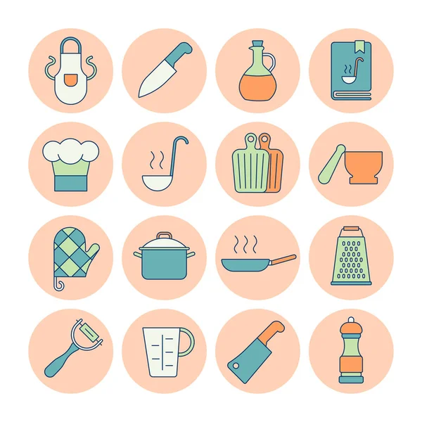 Yemek pişirme ve mutfak vektör ikonu seti. Yemek pişirme web sitesi ve uygulama tasarımı için grafik sembolü, logo, uygulama, Ui
