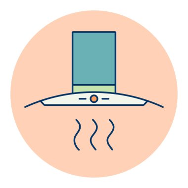 Mutfak kaputu vektör renk simgesi. Elektrikli mutfak aletleri. Yemek pişirme web sitesi tasarımı, logo, uygulama, UI için grafik sembolü