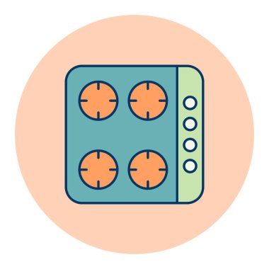 Üst yemek paneli, yüzey rengi ikonu. İndüksiyon sobası. Yemek pişirme web sitesi tasarımı, logo, uygulama, UI için grafik sembolü