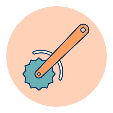 Pizza bıçağı vektör renk simgesi. Mutfak aletleri. Yemek pişirme web sitesi tasarımı, logo, uygulama, UI için grafik sembolü