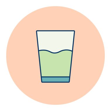 Bir bardak su vektörü renk simgesi. Mutfak aletleri. Yemek pişirme web sitesi tasarımı, logo, uygulama, UI için grafik sembolü