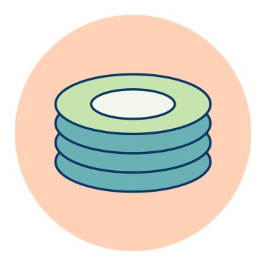 Tabaklar, tabak vektör renk simgesi. Mutfak aletleri. Yemek pişirme web sitesi tasarımı, logo, uygulama, UI için grafik sembolü