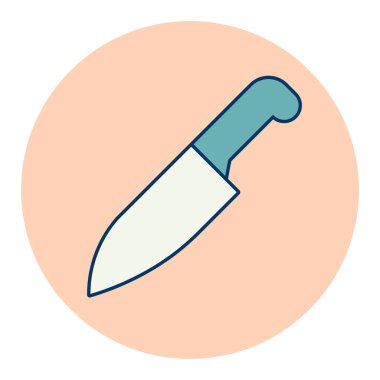 Şef mutfak bıçağı renk ikonu. Çatal bıçak. Mutfak aletleri. Yemek pişirme web sitesi tasarımı, logo, uygulama, UI için grafik sembolü