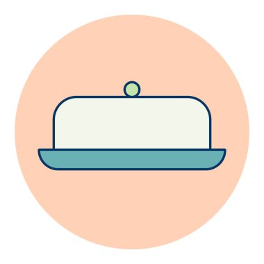 Tereyağı kabı vektör renk simgesi. Mutfak aletleri. Yemek pişirme web sitesi tasarımı, logo, uygulama, UI için grafik sembolü