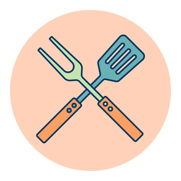 大叉子和飞溅矢量彩色图标 厨房用具 烹饪网站设计 应用程序 用户界面的图形符号 — 图库矢量图片