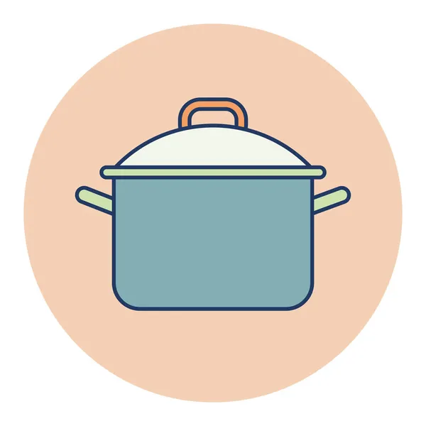 Een Kleurenpictogram Kookpot Pan Bord Grafiek Symbool Voor Koken Website — Stockvector