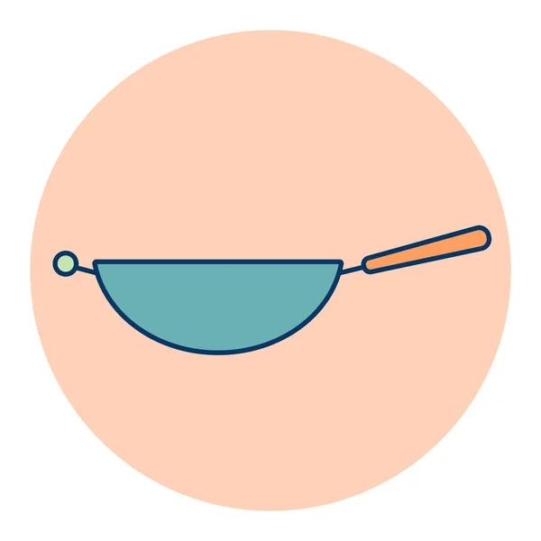 Wok Stekpanna Vektor Färg Ikon Köksmaskiner Diagram Symbol För Matlagning — Stock vektor